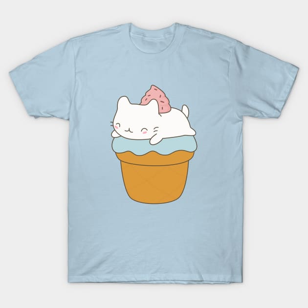 Kawaii Cat Ice Cream Cone T-Shirt T-Shirt by happinessinatee